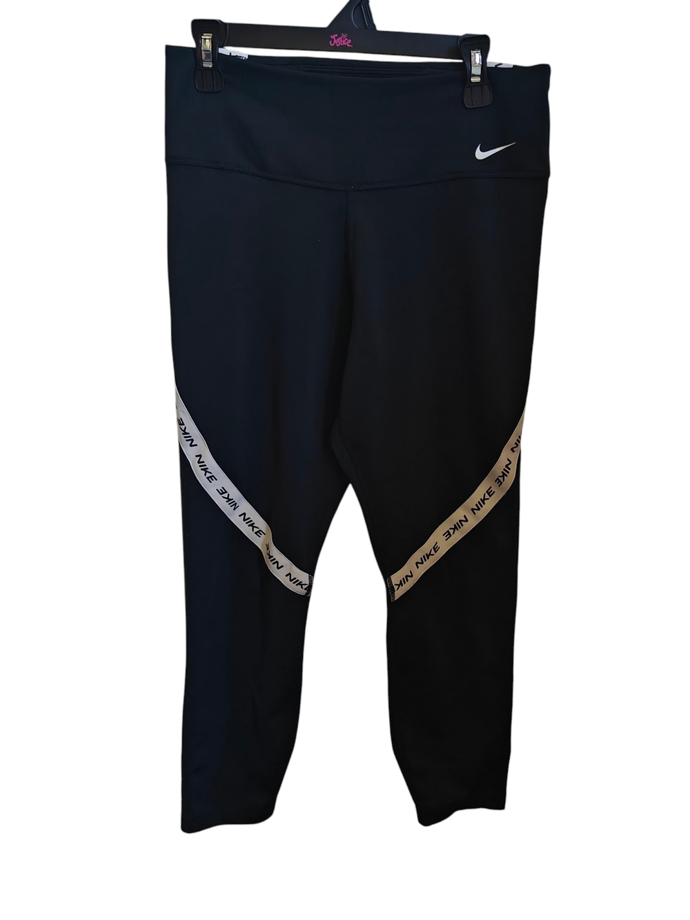 Nike Dri Fit 7/8 The One Training Tights Athletic Leggings Size M Black Cream